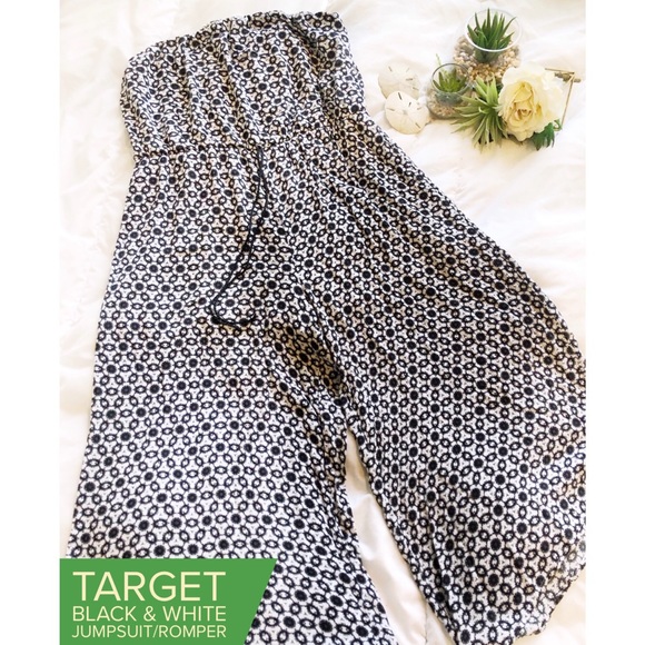 Black & White Strapless Jumpsuit/Romper - Picture 1 of 4